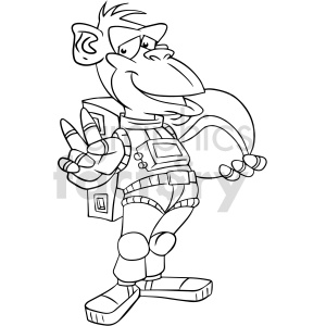 black and white cartoon astronaut ape clipart clipart. Commercial use image # 416833