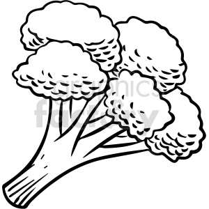 black and white cartoon broccoli clipart