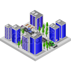 isometric skyscrappers buildings city roads
