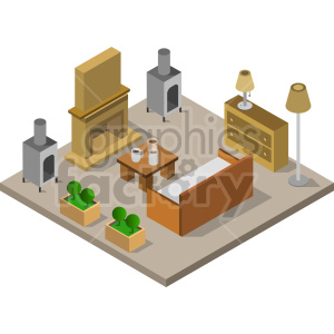 small room isometric vector clipart .