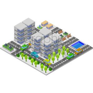 isometric buildings vector clipart .