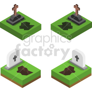 grave bundle isometric vector graphic clipart. Commercial use image # 417419