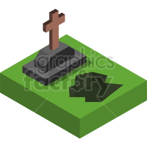 clipart - grave site isometric vector graphic.