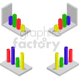 bar charts bundle isometric vector clipart
