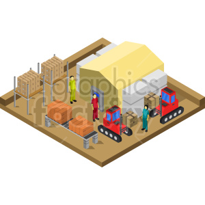 warehouse yard isometric vector graphic clipart.