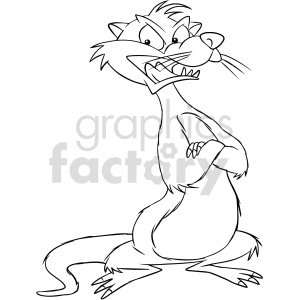 black and white cartoon rat clipart .