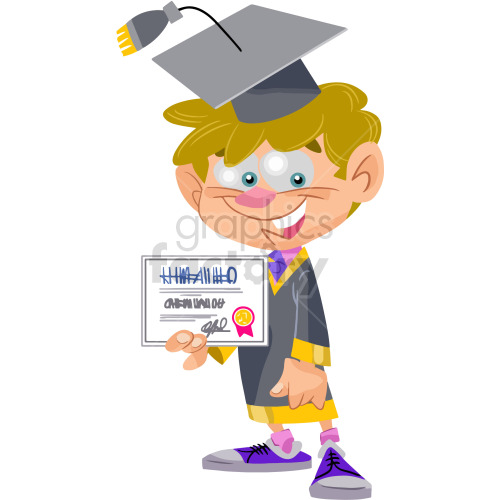 cartoon kid graduating school clipart