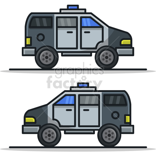 police vehicles vector graphic set clipart.
