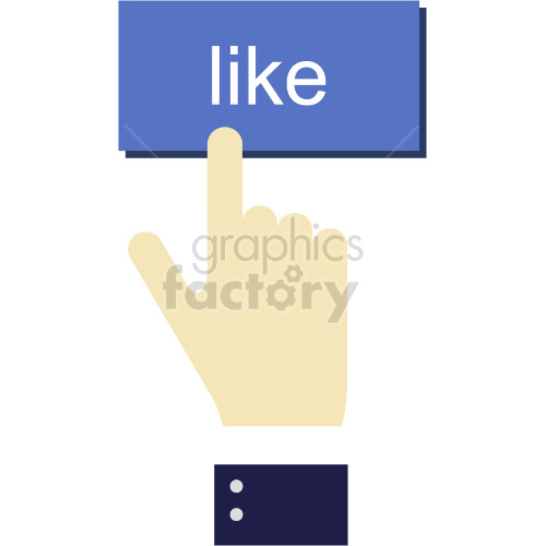 hand clicking like button vector graphic clipart.