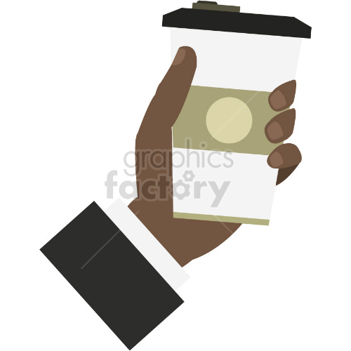 black hand coffee cup to go vector clipart .
