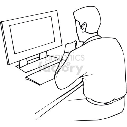 financial analysts looking at charts black white clipart.