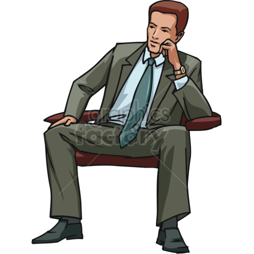 business man sitting on bench clipart. Commercial use image # 418529