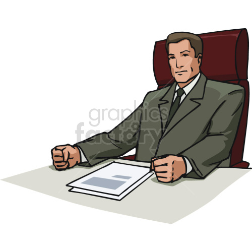 boss CEO sitting at his desk clipart.