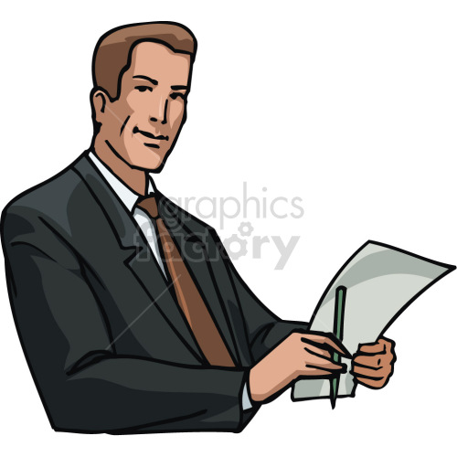 lawyer reading case documents clipart. Commercial use image # 418620