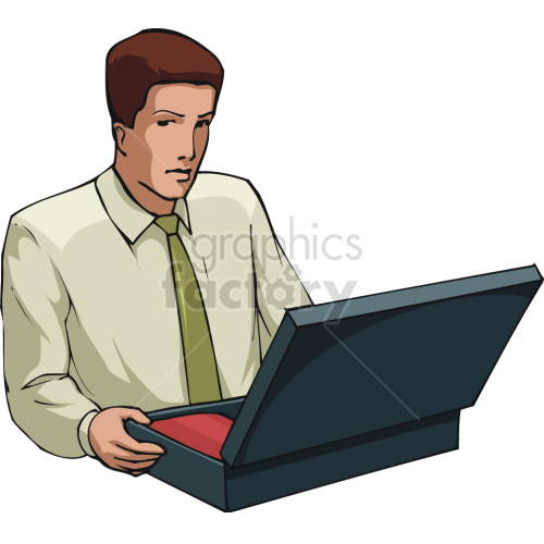 man looking into briefcase clipart. Commercial use image # 418646