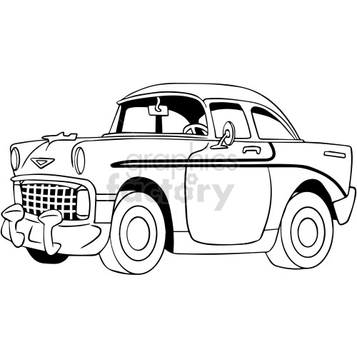 black and white cartoon hot rod car clipart .