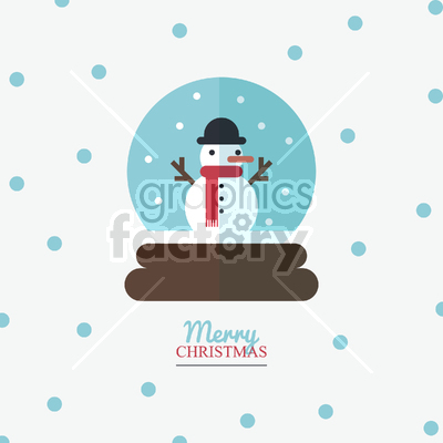 Snowman inside a snow globe illustration that can be used as a greeting card.