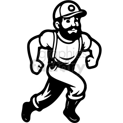 black and white plumber cartoon vector clip art
