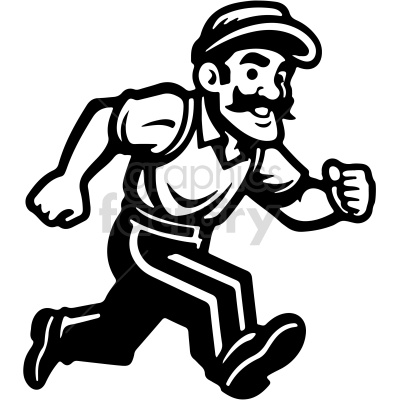 black and white plumber mascot vector clip art