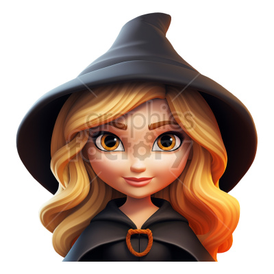 witch female cartoon 3d with orange hair