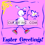 Animated Easter greetings with walking bunny clipart. Commercial use image # 120404