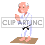 clipart - Black belt man practicing  kung Fu..