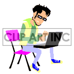 Programmer working on his laptop computer. clipart.