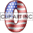 This animated gif is the number 0 , with the USA's flag as its background. The flag is waving, but the number remains still