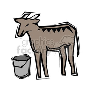 Cow with a Grey Handled Pail clipart.