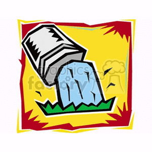Water pouring out of a bucket onto grass clipart.