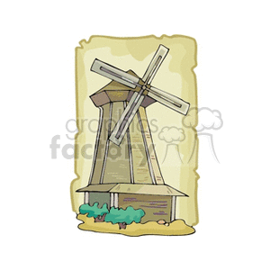 Majestic wooden windmill clipart.