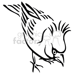 The line art drawing shows a red bird called a cardinal. It has a distinctive crest on its head, a black mask around its eyes.