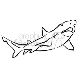 black and white image of a shark clipart. Commercial use image # 129490