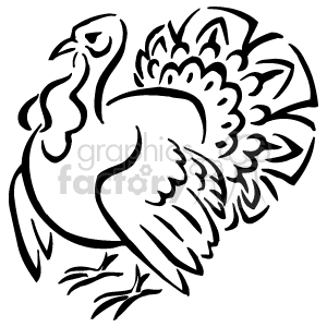  turkey turkeys   Anmls075B_bw Clip Art Animals 