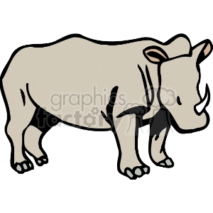 clipart - Full body profile of large rhinoceros.