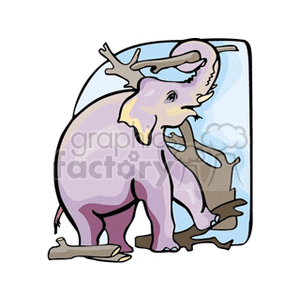 Large elephant pulling down tree branches with trunk clipart. Royalty-free image # 129641