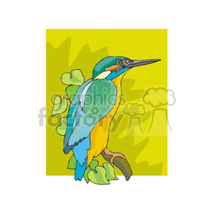 Blue and yellow tropical bird clipart. Commercial use image # 130701