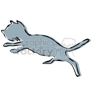 Silhouette of gray jumping cat clipart. Royalty-free image # 130897