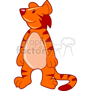 Cute cartoon tiger standing on two legs