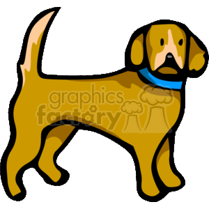 The clipart image depicts a small brown dog with floppy ears and a tail pointing upwards. The dog appears to be happy or playful.
