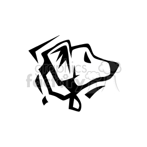 The image is a simple, stylized black and white clipart of a dog's head. The dog appears to be in profile, with the focus on its facial features, including an ear, eye, and snout.