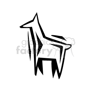 The image is a simplistic black and white clipart of a dog. The style is abstract with geometric shapes and lines representing the dog's form.