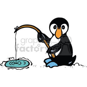 penguin ice fishing clipart. Commercial use image # 133283