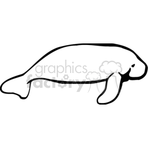 manatee black and white clipart. Commercial use image # 133588