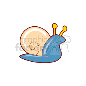 blue snail with tan shell clipart.