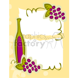 Wine bottle with grapes photo frame clipart. Commercial use image # 134093