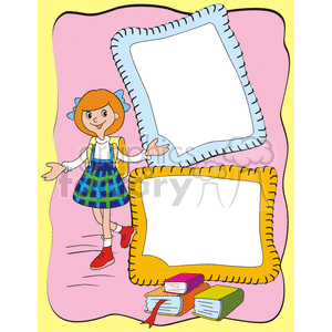 Girl with books and picture frames clipart. Royalty-free image # 134275