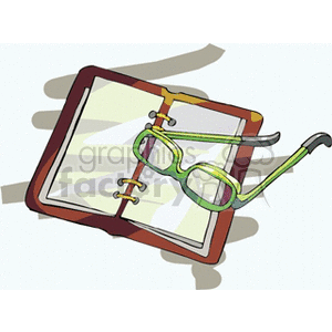 clipart - eyeglasses and journal.