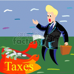 clipart - Tax man taking money from pockets.