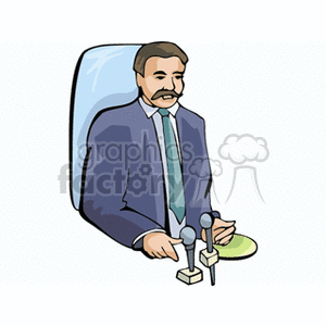 Cartoon man giving an interview  clipart. Commercial use image # 138659